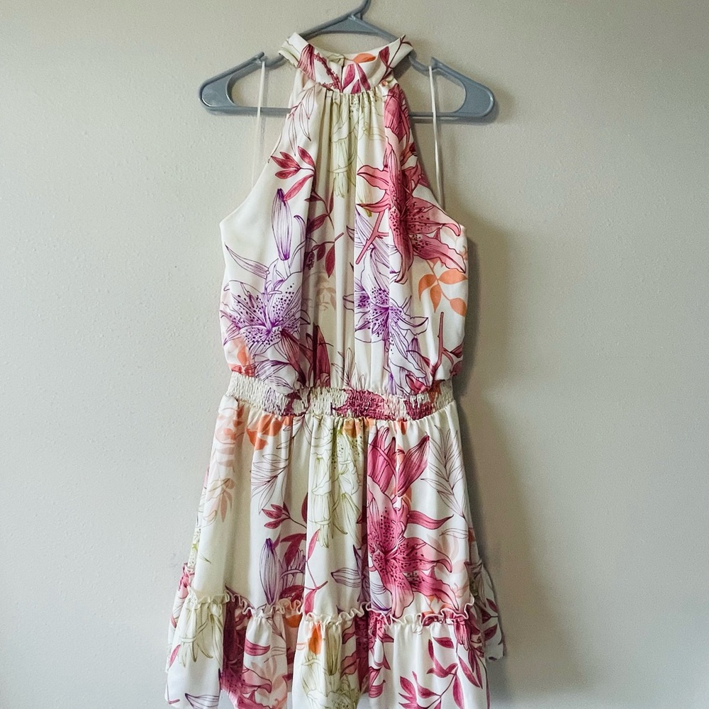 Floral Halter Neck Mini Dress